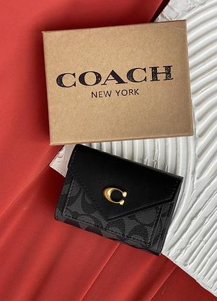 Гаманець жіночий coach чорний з коробкою невеликий коуч