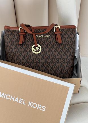 Сумка жіноча крос-боді michael kors jet set travel extra-small top-zip tote майкл корс коричневий