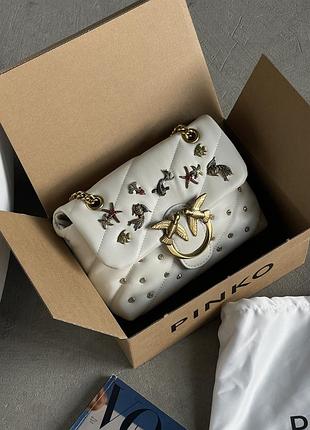 Жіноча сумка pinko mini love puff sea jewels bag кремовий через плече пінко (premium)