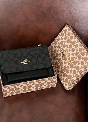 Женская сумка coach mini klare через плечо черный коуч