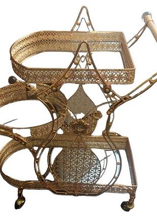 Металевий столик hg267 золотистий 66×36×80 см з полицями