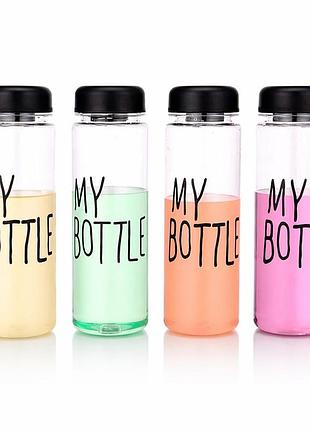Пляшка my bottle №500-1 sl360-1 прозора пластикова 500 мл з кольоровою кришкою (19,5×6,5 см)