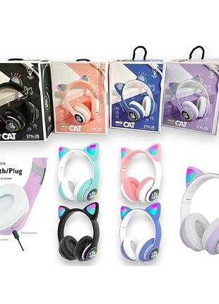 Беспроводные наушники «котики» с led-подсветкой bluetooth cat ear stn-28