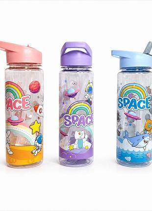 Дитяча пляшка для води 750 мл зі трубочкою space, №xl-67
