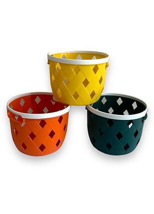 Корзина для хранения пластиковая круглая с ручками 18×13 см №523-21