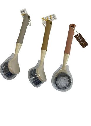 Кухонна щітка для посуду з пластиковою ручкою №2662 (27,5×6 см) трьох кольорів