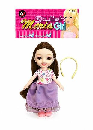 Лялька-малятко maria girl №тк927 з довгим волоссям та обідком, 5×15 см