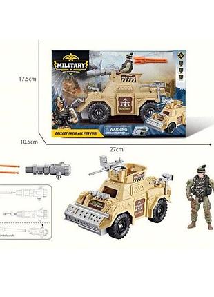 Военная бронемашина f14-3a с фигуркой солдата и ракетой (17,5×10,5×27 см)