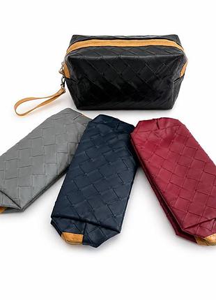 Косметичка pu подовжена з плетеною текстурою №156-2 №1856-2 (10x6,5x24,5) см