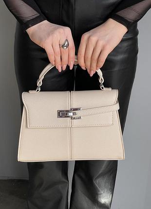 Сумка жіноча jw pei elise large top handle bag бежеве срібло міні через плече