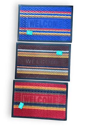 Придверный коврик резиновый с полипропиленом 40×60 см прямоугольный welcome №476-1