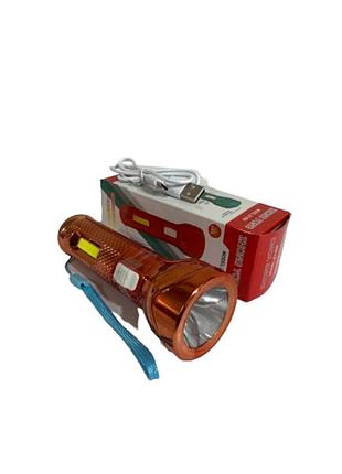Компактный перезаряжаемый фонарь zy-858 с usb и боковой подсветкой