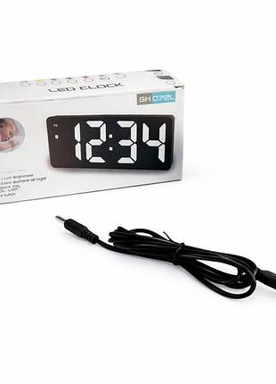 Настільний дзеркальний годинник 3r3 №0712 з великими led-цифрами