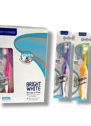 Зубна щітка для дорослих may flower bright white №727 (№927) середньої жорсткості