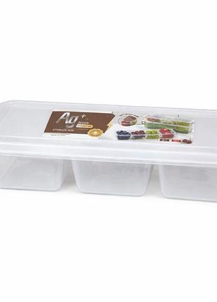 Пластиковый контейнер для продуктов 3 отделения №7710 (29,5×9,8×5,7 см)