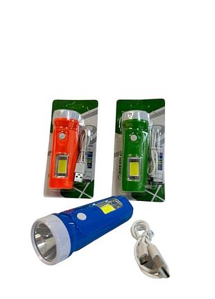 Кишеньковий usb-ліхтарик з боковим cob y-228-1+cob, пластиковий, 2 кольори (3×3×10,5 см)