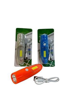 Компактный карманный usb-фонарик y-227-1+cob с боковой cob-подсветкой