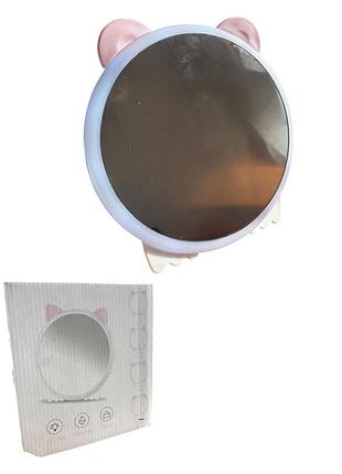 Круглое настольное зеркало с ушками 18×18 см usb-подсветка 3 режима mk-y-2
