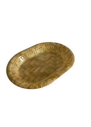 Пластиковый овальный поднос под дерево 28×20×3 см №2018-28