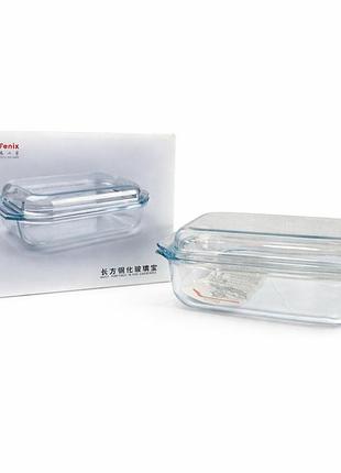 Прямокутна скляна форма для запікання з кришкою fenix 9009т