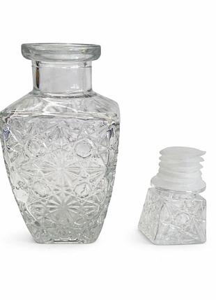 Стеклянный графин для виски с рельефным узором 230 мл, высота 17,5 см №230ml
