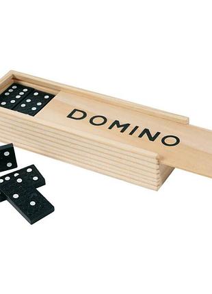 Настольная игра домино №1530 в деревянном футляре (3×5×14,8 см)