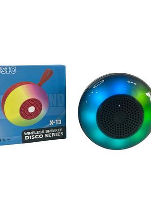 Портативная круглая bluetooth-колонка usb №х-13 с led-подсветкой