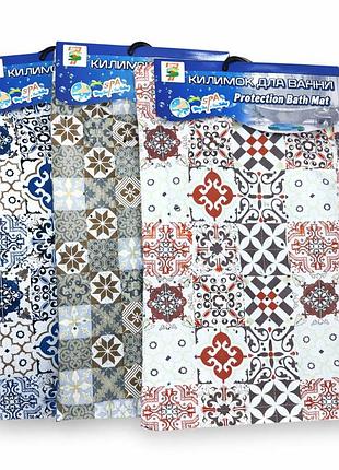 Коврик для ванной пвх 37×67 см прямоугольный a475 с орнаментом, противоскользящий
