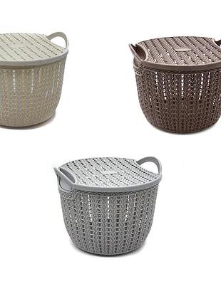 Круглий пластиковий кошик №1002+ із кришкою (20×15 см)