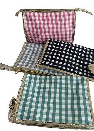 Косметичка №11856-7 компактна в клітинку поліестер пвх 23×16×7 см