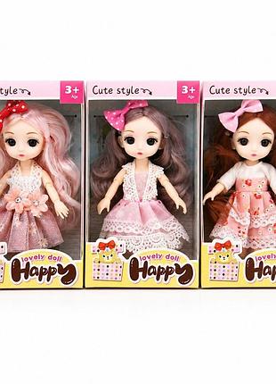 Лялька happy lovely doll тк901 — міні-лялечка 10×17,5 см у сукні