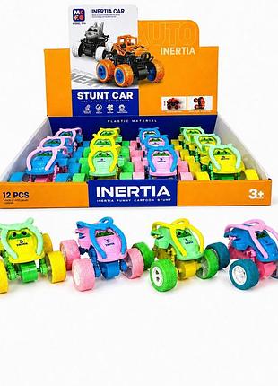 Инерционная игрушечная машинка-перевёртыш d402-11-mk з большими мягкими колесами 6,5×8,5×7,5 см