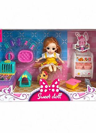 Набір ляльки sweet doll з домашніми улюбленцями тк859, 37×20 см для рольових ігор