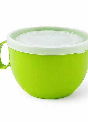 Ал чашка з кришкою 0,5 л оливкова з прозорою кришкою (11,5×8 см)