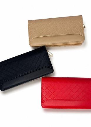 Женский кошелёк из pu кожи с тиснением ромб №960 (19,5×10 см)