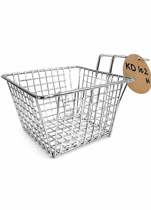 Металеве сито-кошик для смаження та подачі картоплі фрі біле kd102h
