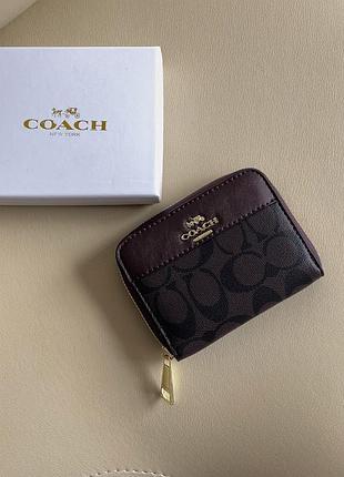Кошелек coach, коуч женский мини коричневый
