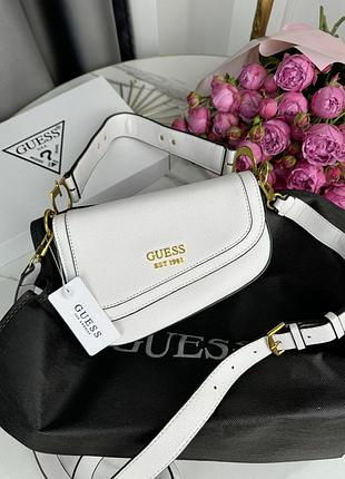 Женская сумка седло guess est 1981 белый гесс