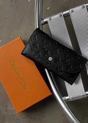Женский кошелек louis vuitton черный стеганый двойной на кнопке луи виттон