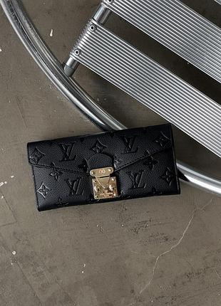 Женский кошелек louis vuitton черный стеганый двойной луи виттон