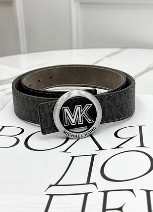 Ремінь унісекс пояс michael kors коричневий срібло матовий мішал корс
