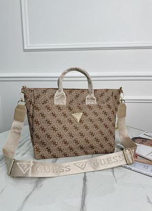 Сумка жіноча guess medium гес шопер бежевий шопер