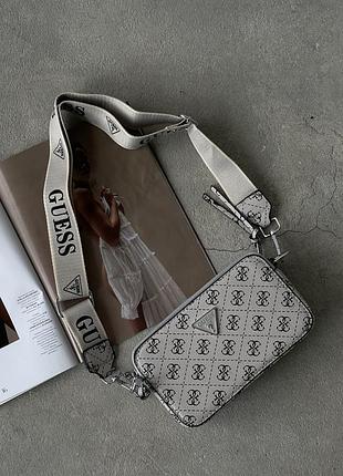 Сумка женская guess 4g светло-серый гесс кросс-боди через плечо
