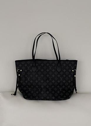 Сумка жіноча louis vuitton neverfull чорний класичний шопер луї віттон