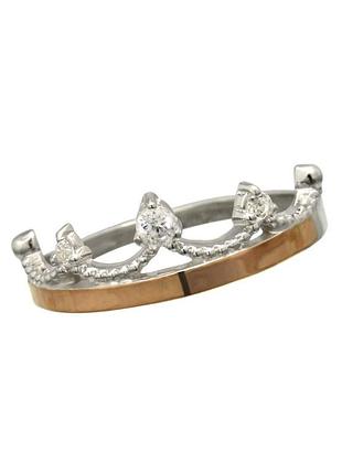 Серебряное кольцо корона волшебство с золотой вставкой и фианитами dariy 0695к