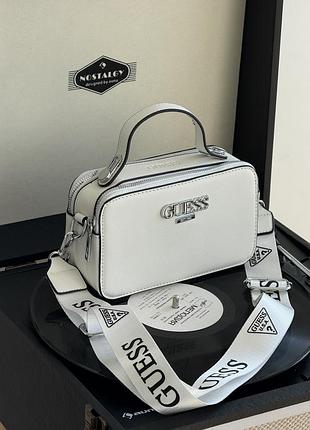 Сумка жіноча білий guess гесс крос-боді на широкому ремені