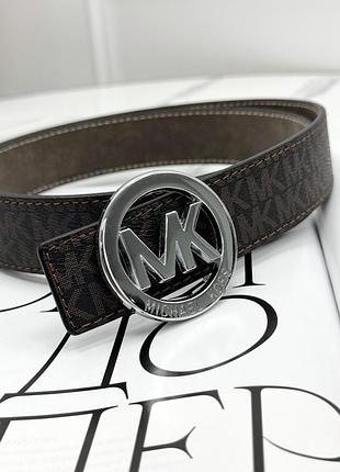 Ремінь унісекс- пояс michael kors коричневий срібло маршлас корс