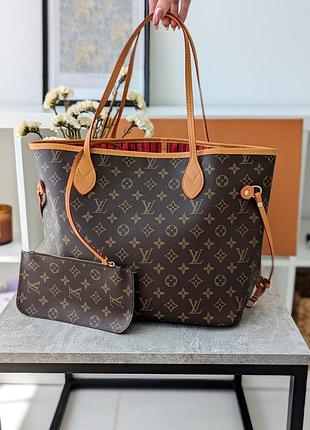 Сумка жіноча louis vuitton neverfull коричневий класичний шопер луї віттон