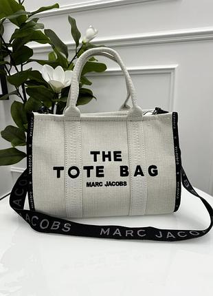 Сумка женская марк джейкобс шопер молочный текстильный marc jacobs tote bag шоппер