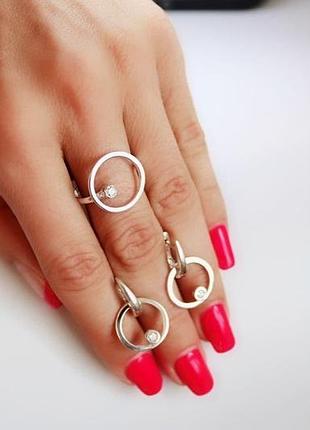 Серебряный набор сфера с фианитами dariy 212